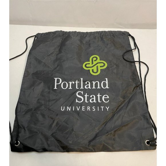 Portland State University PSU cinch drawstring bag 16" x 14" shoulder black - Picture 1 of 6